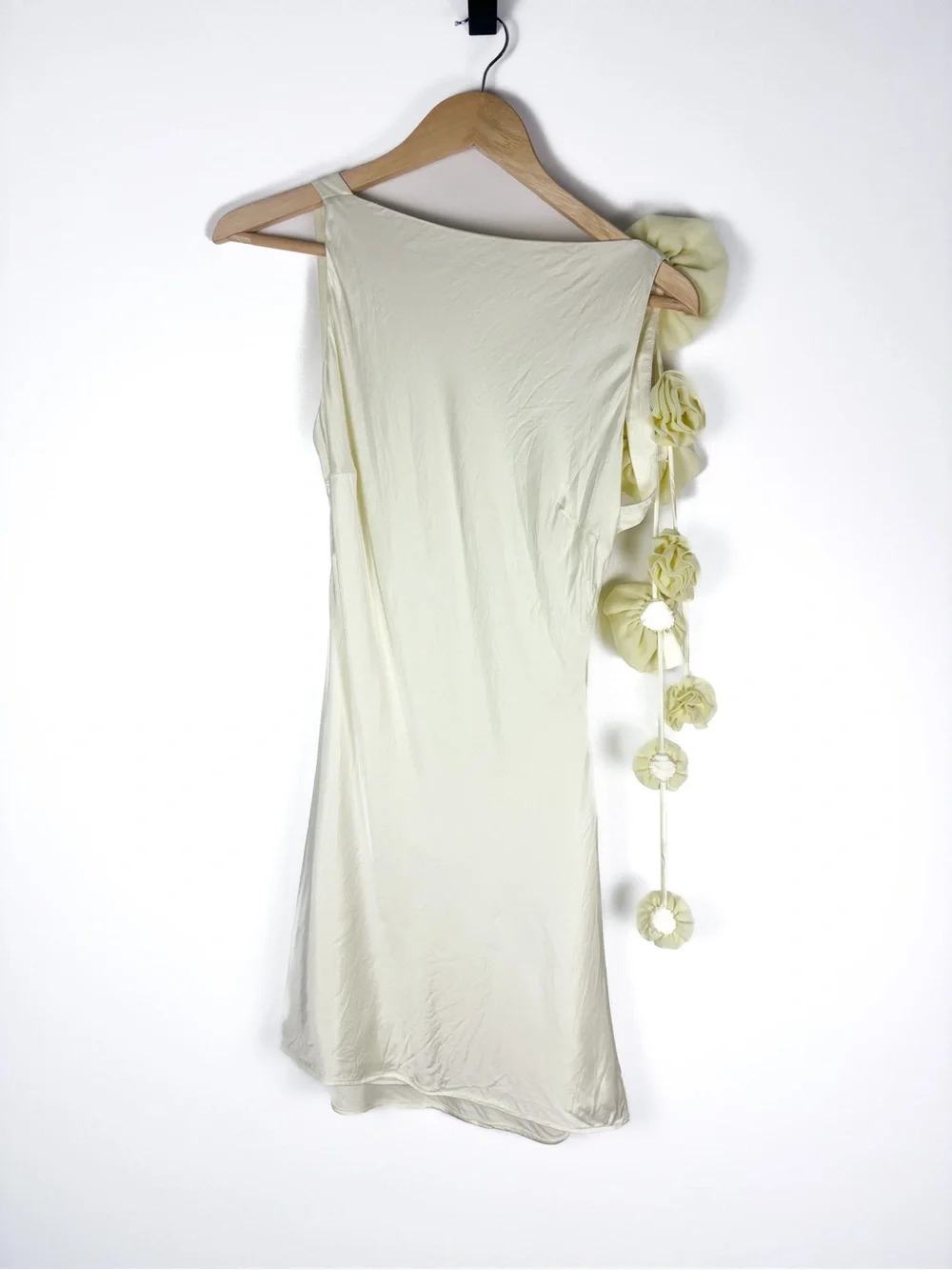 ✨SOLD Lovers + Friends Mariam Butter Yellow Satin 3D Rosette Backless Mini Dress - Picture 6 of 11